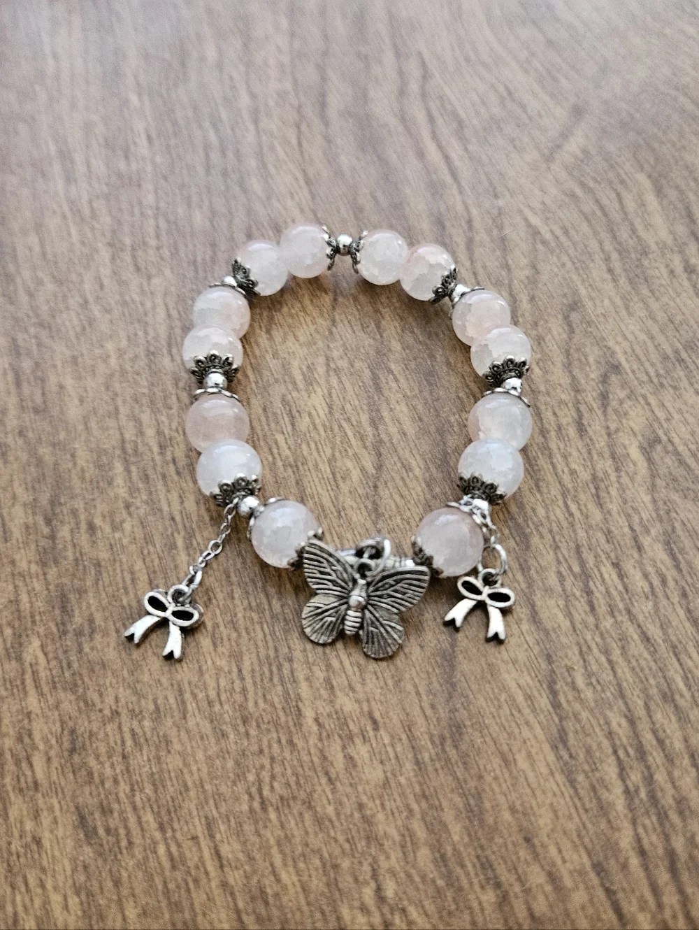 Butterfly Pink Beaded Bracelet